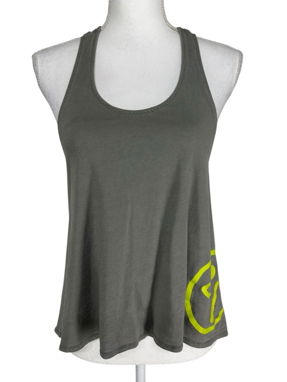 ZUMBA OFFICIAL / Gray & Neon Green / Athletic Tank Top Racerback Detail / Medium